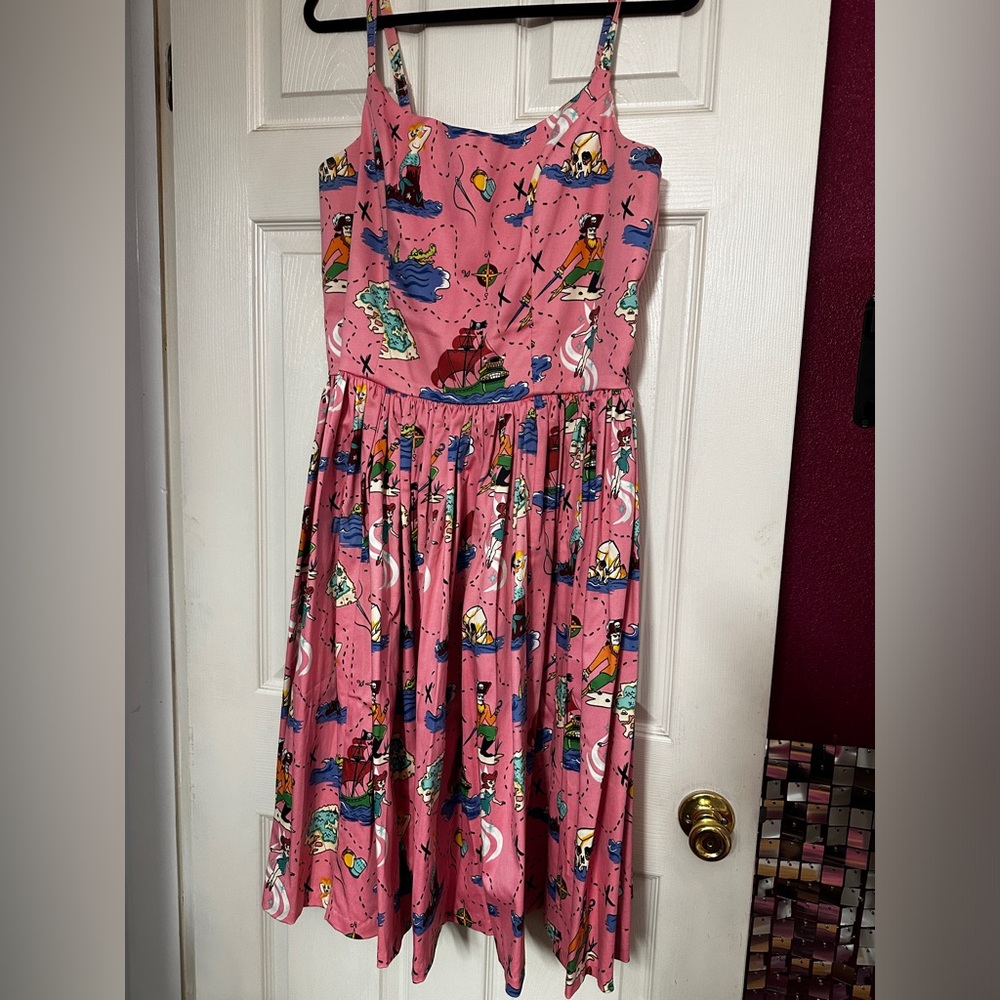 Pinup Couture Bubblegum Pink Peter Pan Print Swing Dress